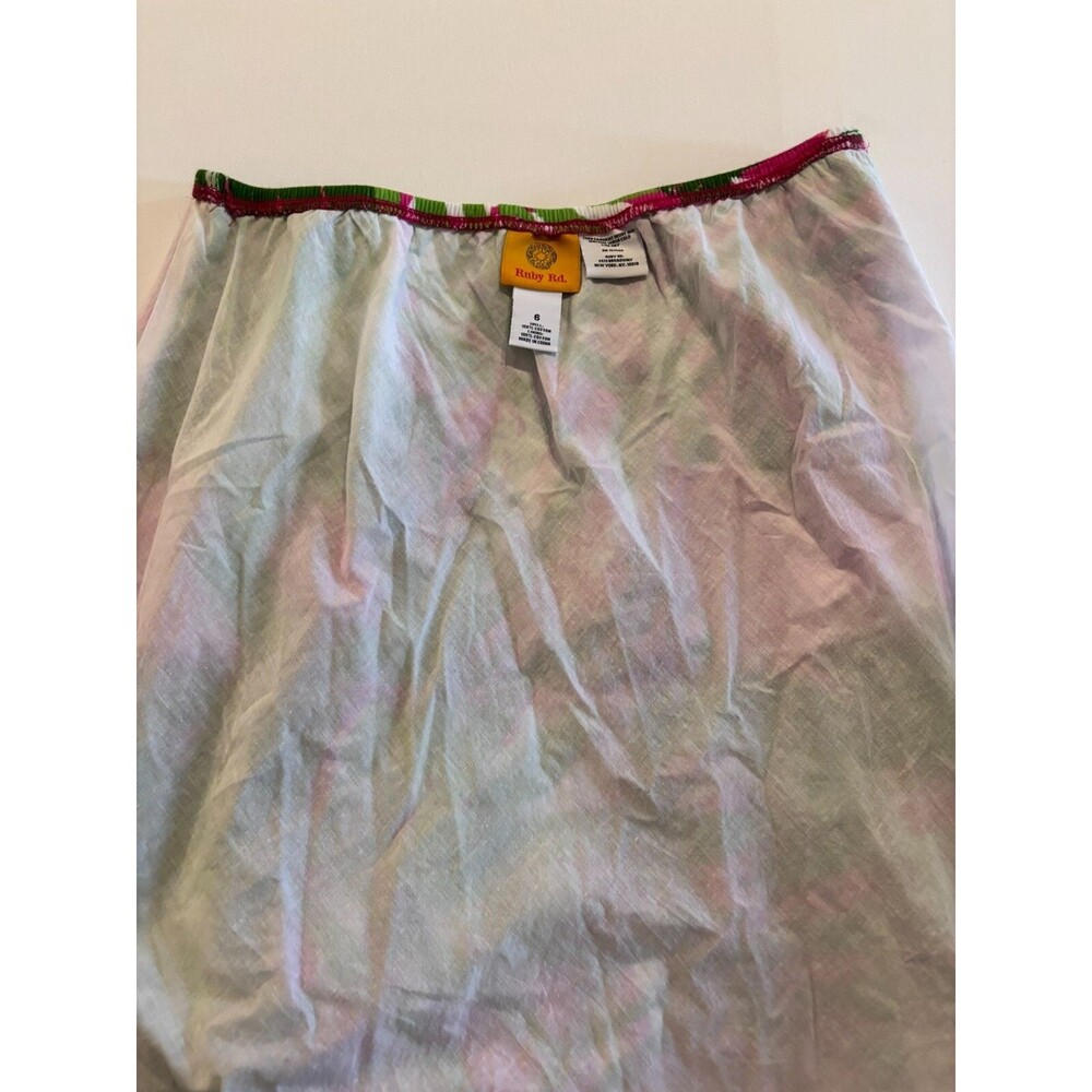 Ruby Rd Skirt Womens 6 Maxi Floral Pink Green Crinkle Tiered Flowy Cocoa Beach - Picture 11 of 13